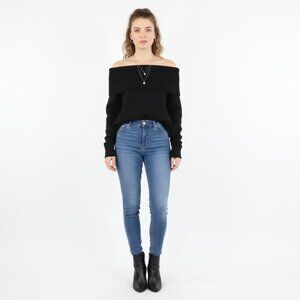 *Reitmans Black Off The Shoulder Long Sleeve Sweater